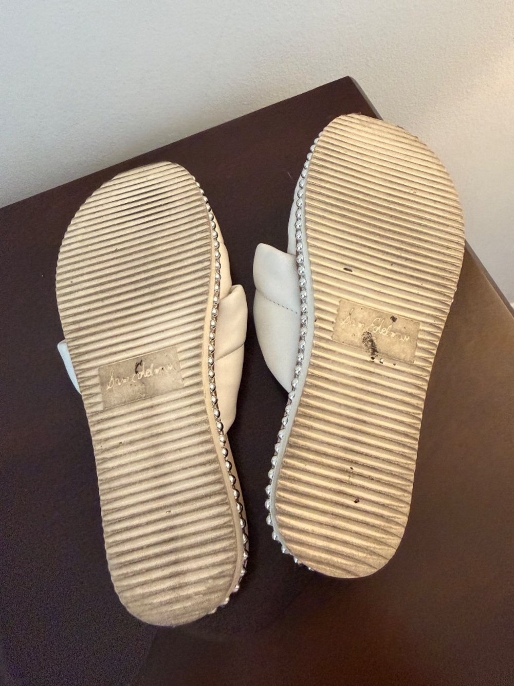 Sam Edelman Alyse White Leather Knotted Studded Slide Sandals Size 9 - Picture 2 of 4